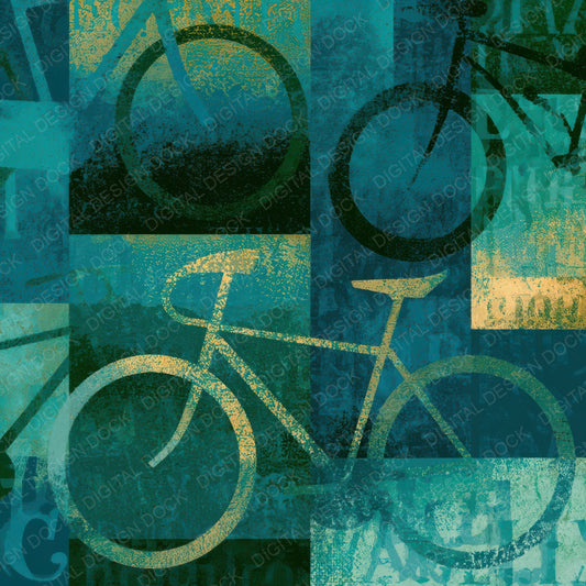 Typographic Bicycles Mint Jade Emerald Digital Paper Pack (DDD013161)