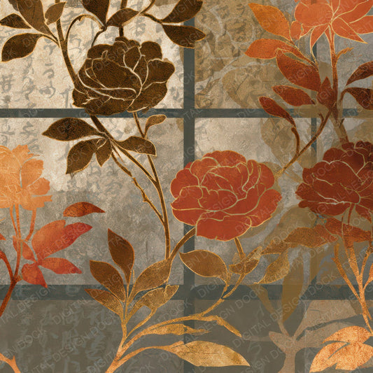 Art Nouveau Roses Sepia Parchment Digital Paper Pack (DDD013166)