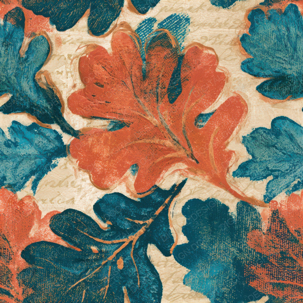 Indian Blockprint Oak Coral Turquoise Seamless Digital Paper Pack (DDD013174)