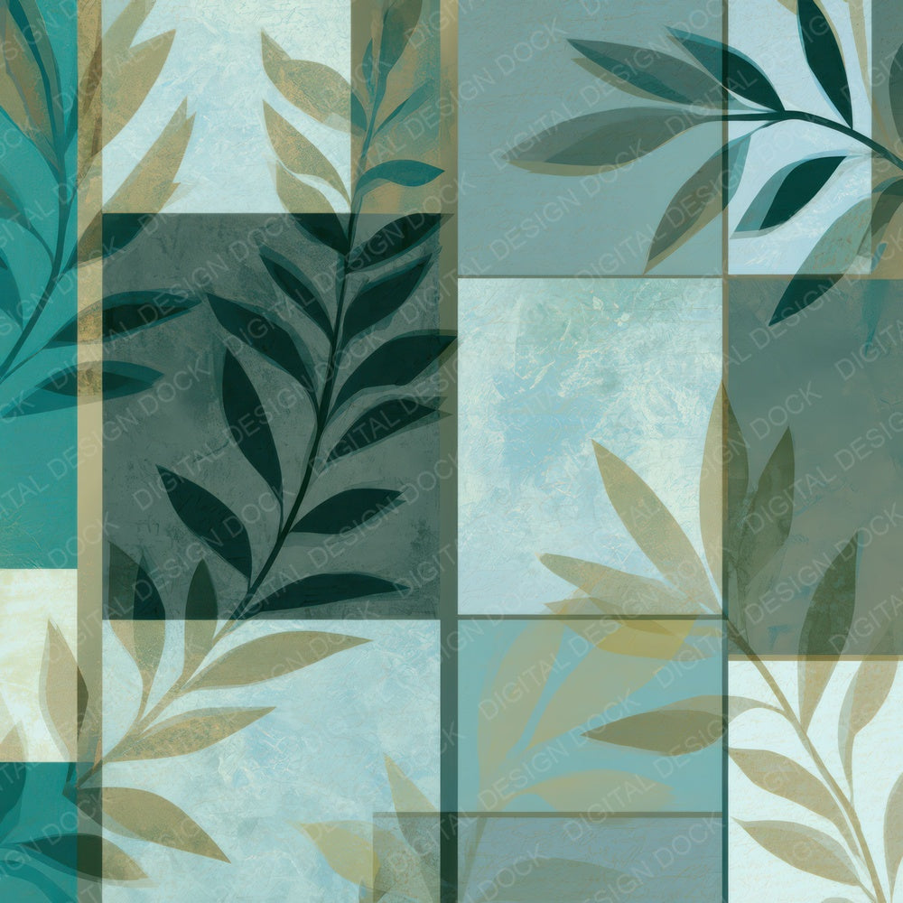 Bauhaus Olive Branch Sea Glass Gold Digital Paper Pack (DDD013186)