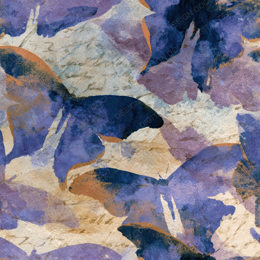 Sumi-e Luna Moths Periwinkle Plum Digital Paper Pack (DDD013201)
