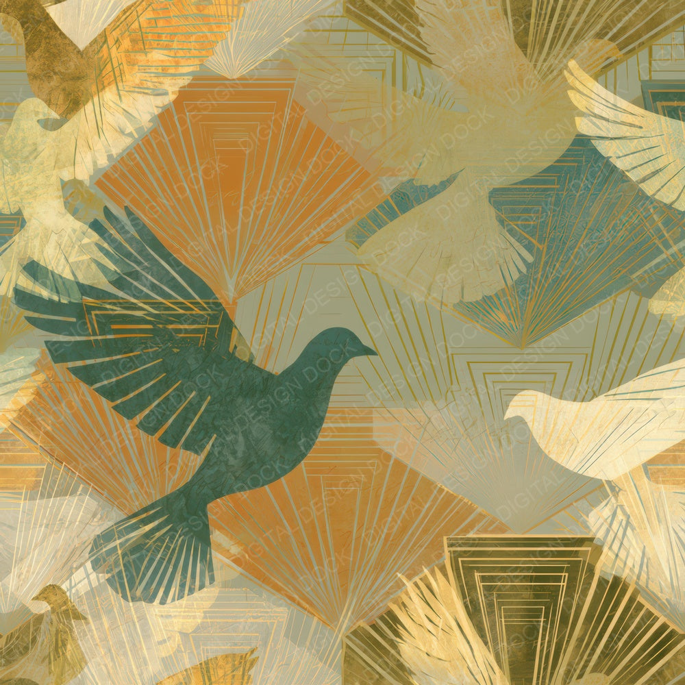 Art Deco Dove Amber Sage Digital Paper Pack (DDD013206)