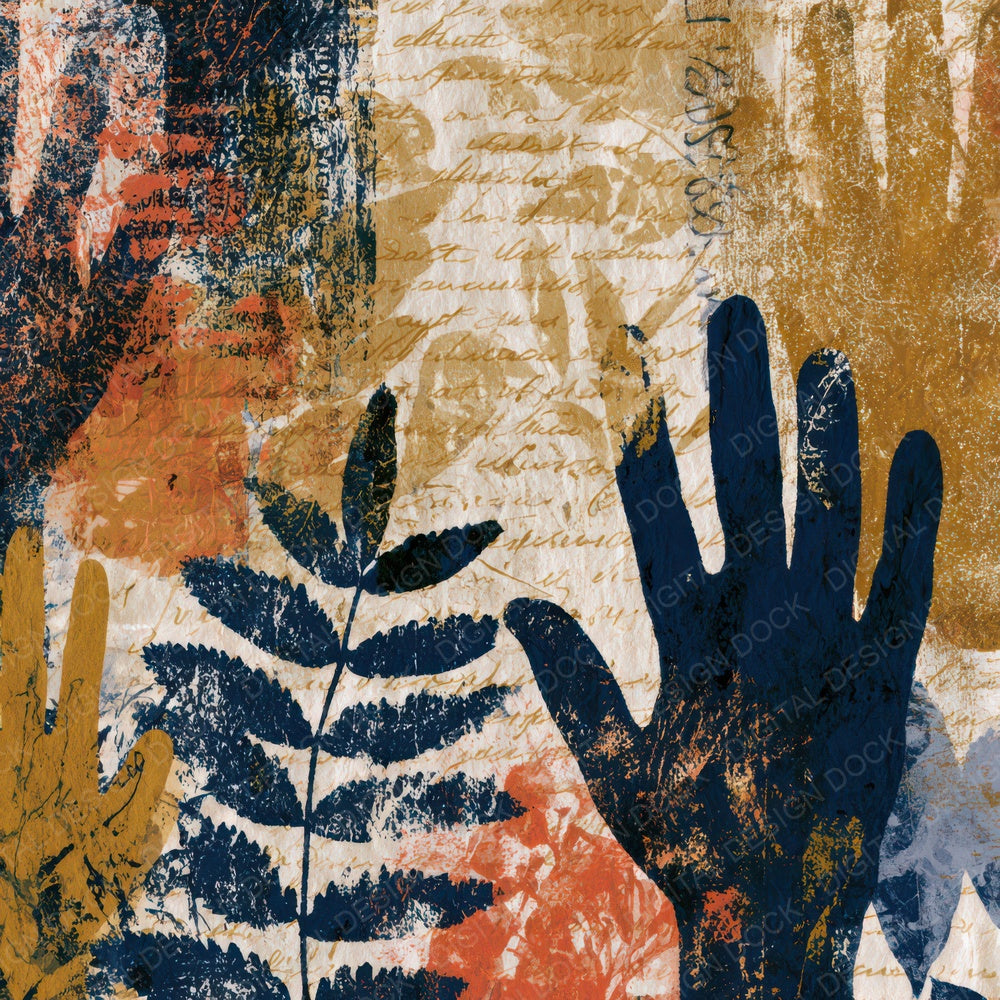 Blueprint Hands Of Fate Mustard Navy Digital Paper Pack (DDD013207)