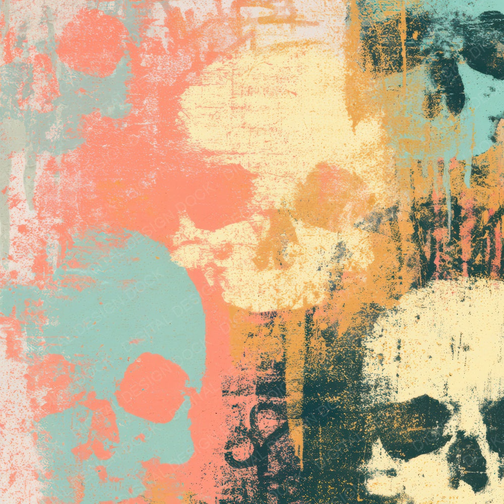 Graffiti Skulls Peach Mint Butter Digital Paper Pack (DDD013214)