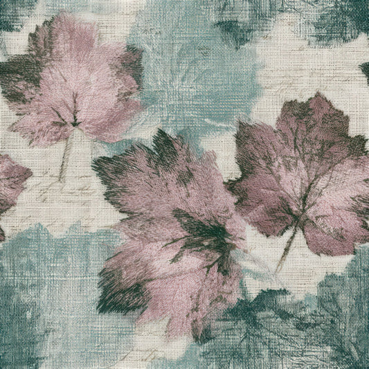 Embroidery Autumn Leaves Powder Pink Seafoam Seamless Digital Paper Pack (DDD013230)