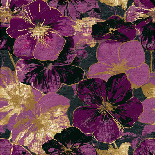 Pop Art Hellebores Mauve Plum Seamless Digital Paper Pack (DDD013240)