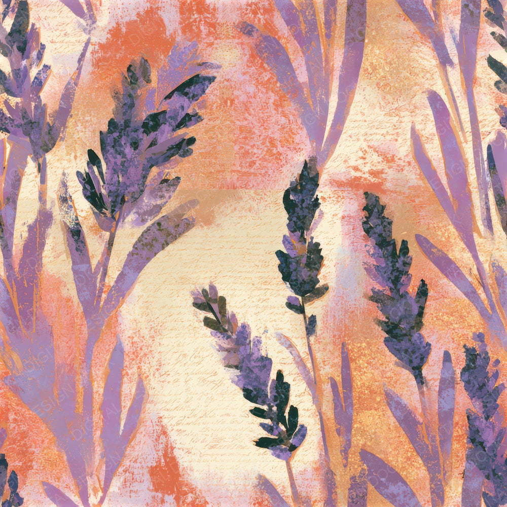 Impressionist Lavender Tangerine Peach Seamless Digital Paper Pack (DDD013247)