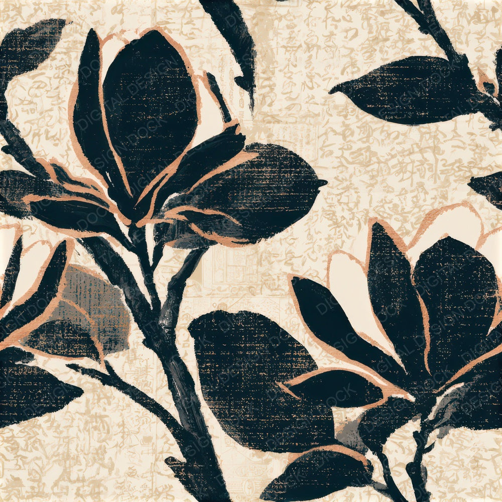 Minimal Magnolia Cream Black Seamless Digital Paper Pack (DDD013249)