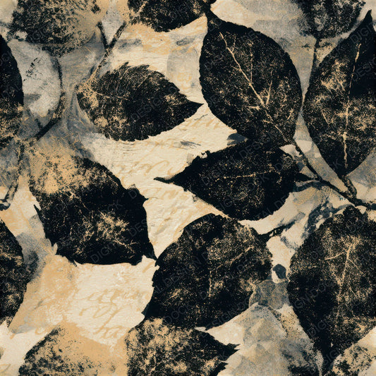 Monoprint Autumn Leaves Cream Seamless Digital Paper Pack (DDD013251)