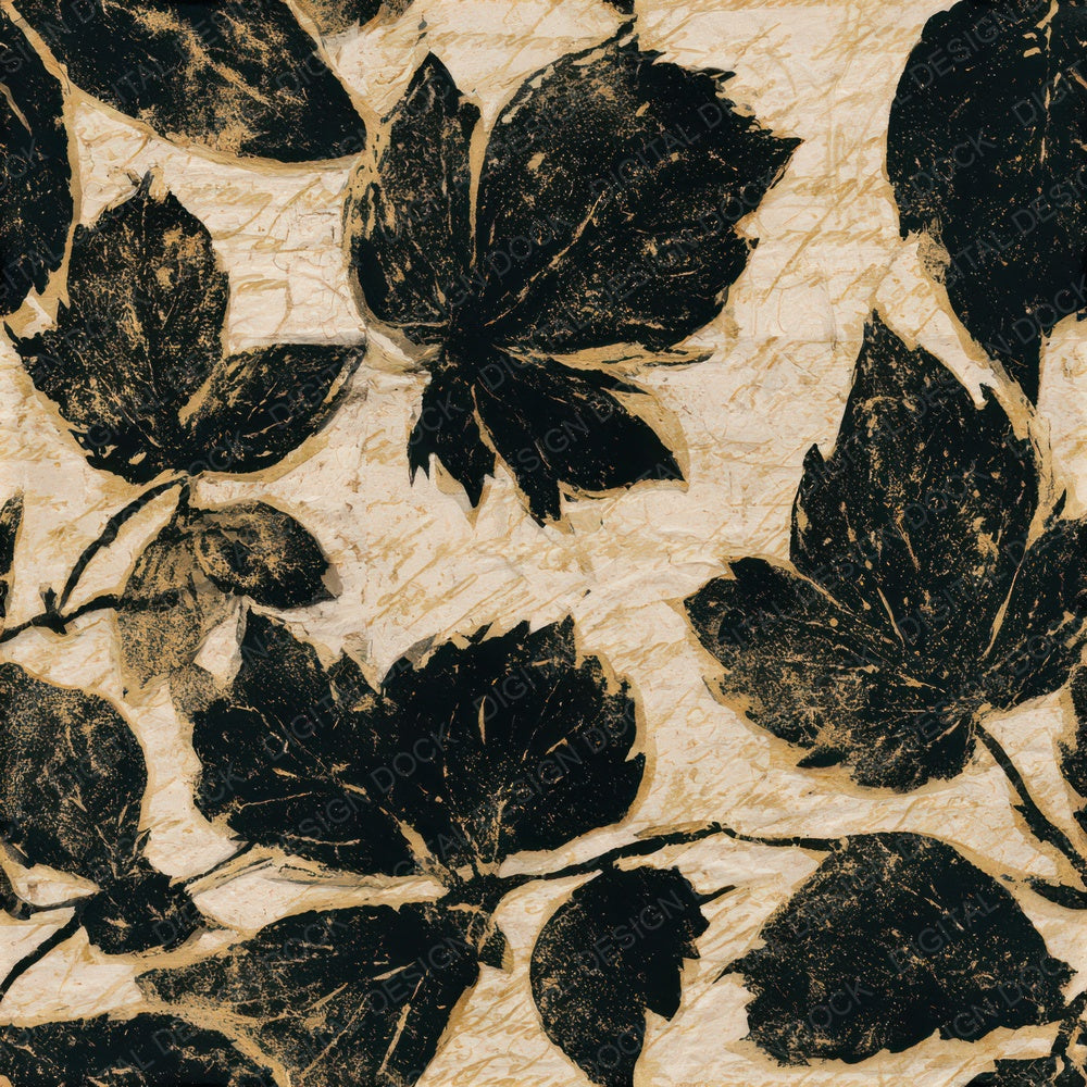 Monoprint Autumn Leaves Cream Seamless Digital Paper Pack (DDD013251)