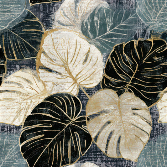 X-Ray Monstera Bone Silver Seamless Digital Paper Pack (DDD013263)