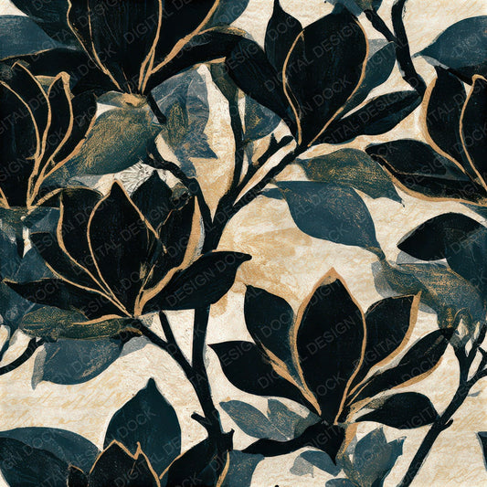 Monoprint Magnolia Cream Black Seamless Digital Paper Pack (DDD013268)