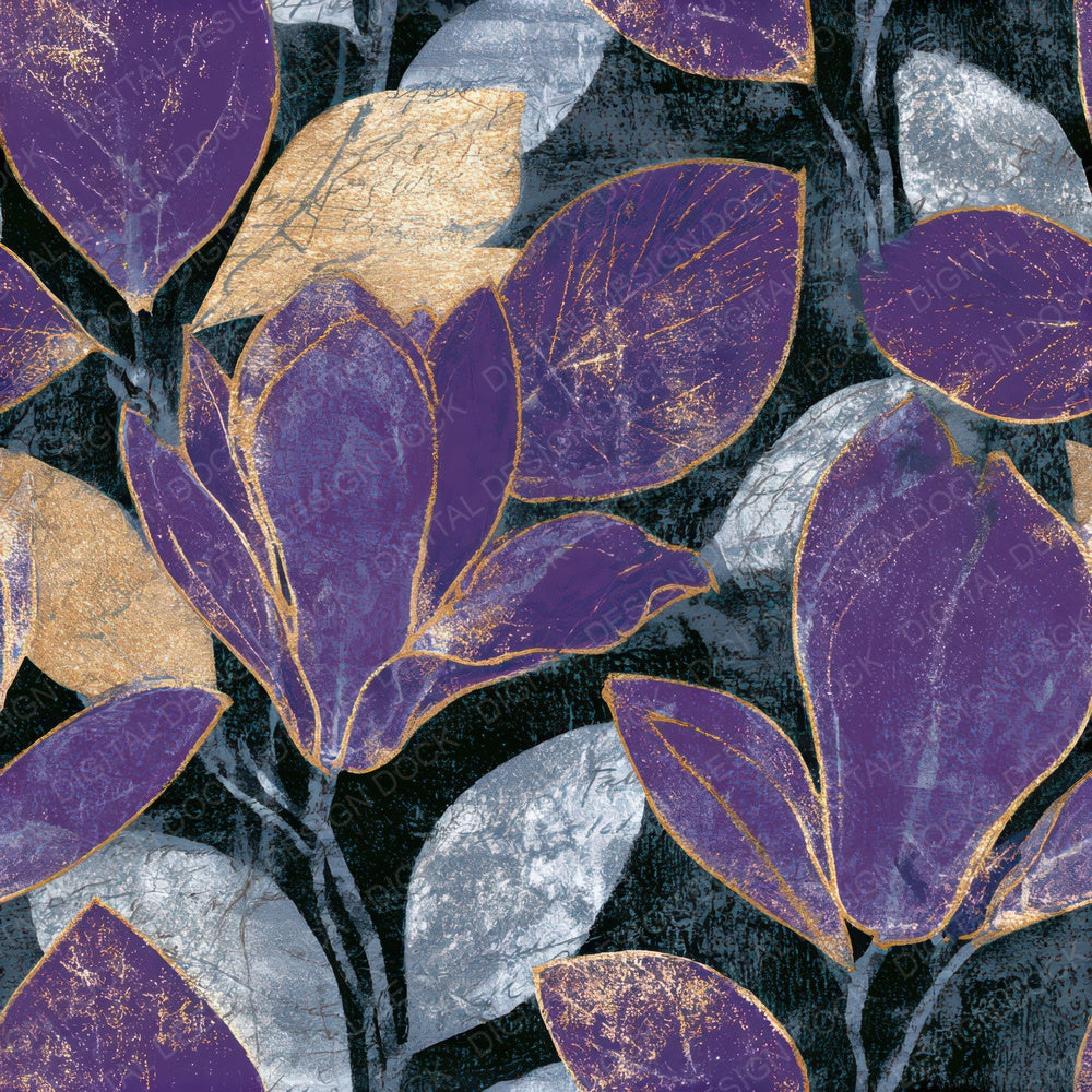 X Ray Magnolia Purple Silver Seamless Digital Paper Pack (DDD013281)