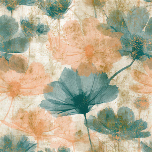 X-ray Cosmos Papaya Jade Seamless Digital Paper Pack (DDD013283)