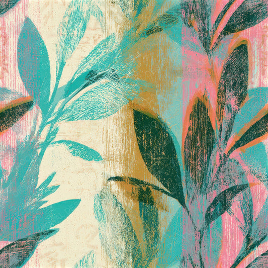 Woodcut Sage Turquoise Pink Seamless Digital Paper Pack (DDD013300)