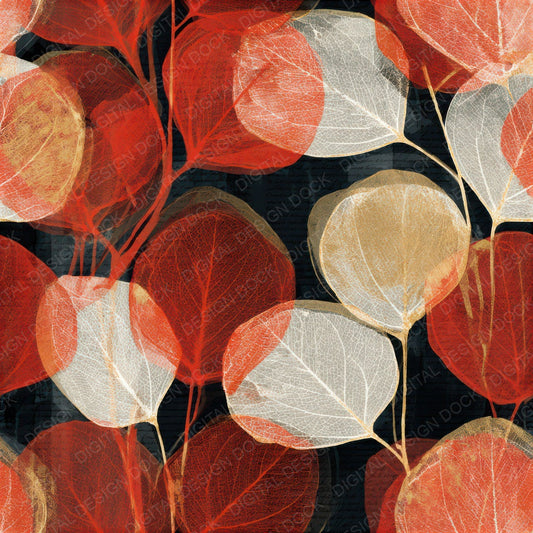 Xray Eucalyptus Crimson White Seamless Digital Paper Pack (DDD013304)