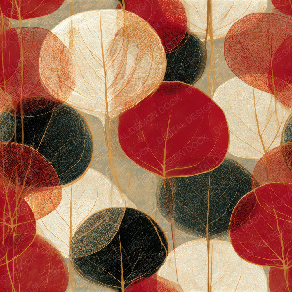 Xray Eucalyptus Crimson White Seamless Digital Paper Pack (DDD013304)