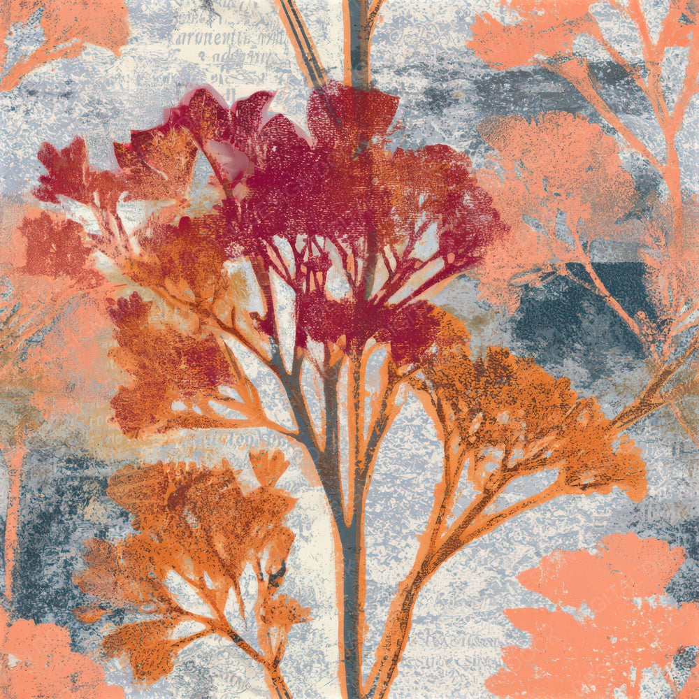 Monoprint Wildflowers Apricot Rose Seamless Digital Paper Pack (DDD013310)