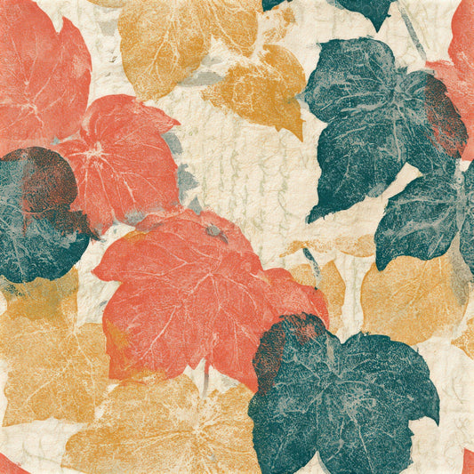 Woodblock Ivy Coral Gold Seamless Digital Paper Pack (DDD013318)