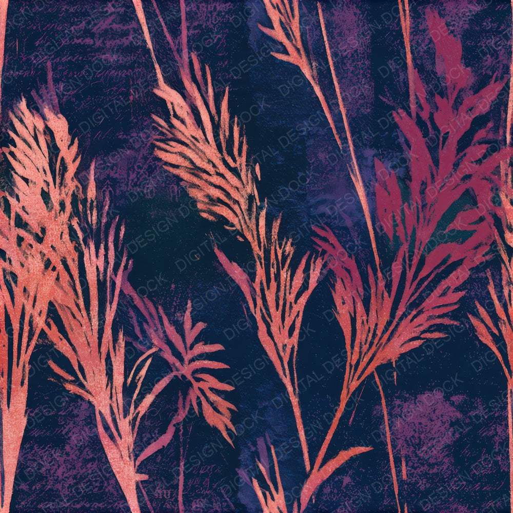 Monoprint Wild Grasses Dusty Rose Seamless Digital Paper Pack (DDD013332)