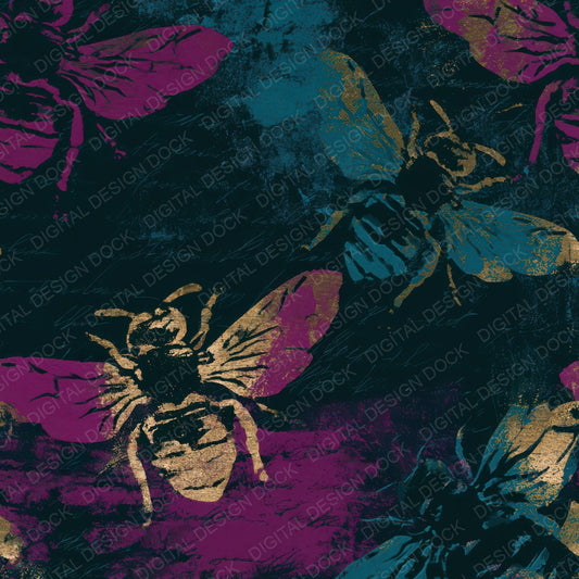 Minimal Wasp Teal Magenta Digital Paper Pack (DDD013347)