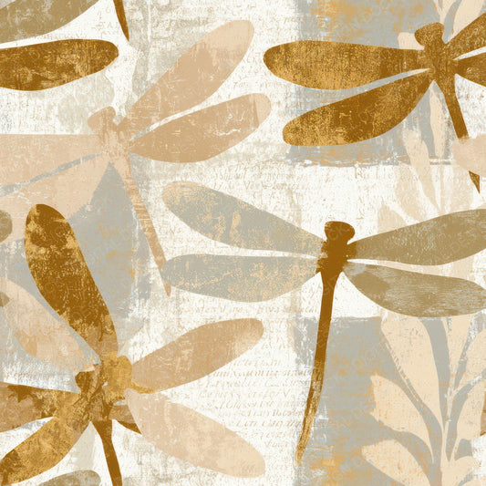 Woodblock Dragonflies Oat Linen Pebble Digital Paper Pack (DDD013351)
