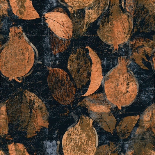 Woodblock Quince Copper Rust Seamless Digital Paper Pack (DDD013356)