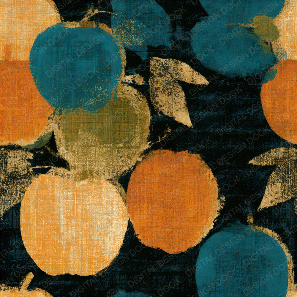 Minimal Apple Tangerine Turquoise Seamless Digital Paper Pack (DDD013365)