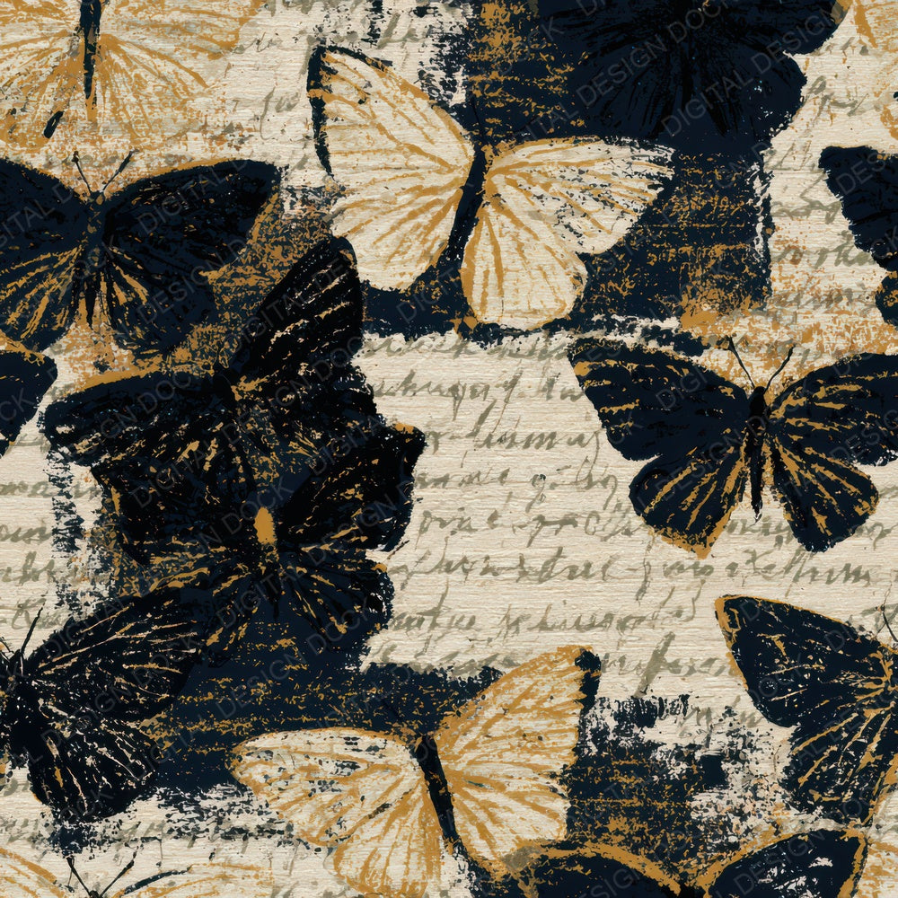 Minimal Moth Cream Black Digital Paper Pack (DDD013367)