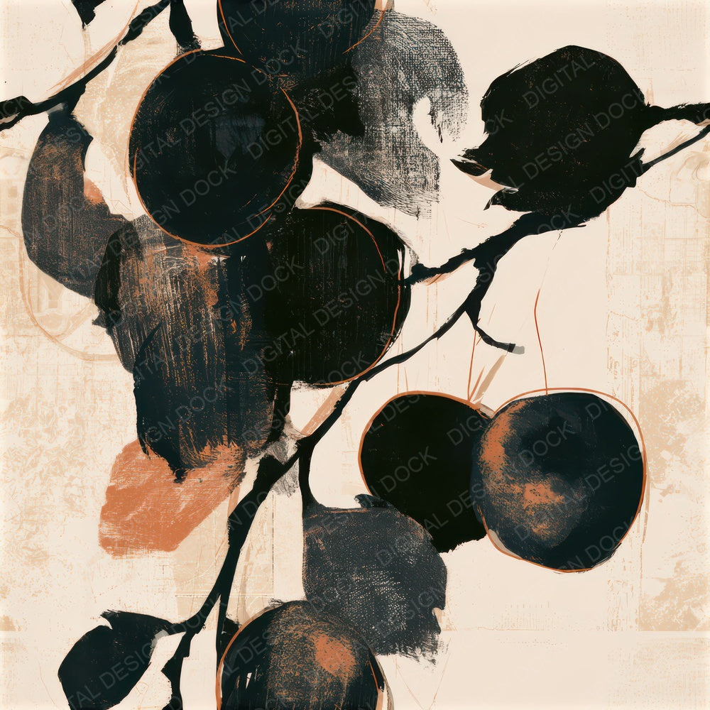Minimal Plum Sumi Bone Seamless Digital Paper Pack (DDD013388)