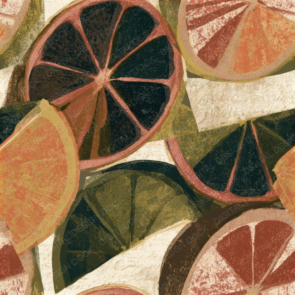 Screenprint Citrus Moss Oat Seamless Digital Paper Pack (DDD013393)