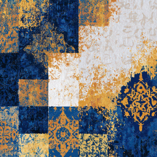 Minimal Persian Rug Cobalt Yellow Digital Paper Pack (DDD013407)