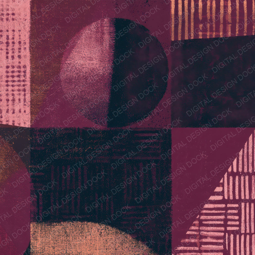 Screenprint Mudcloth Rose Aubergine Digital Paper Pack (DDD013409)