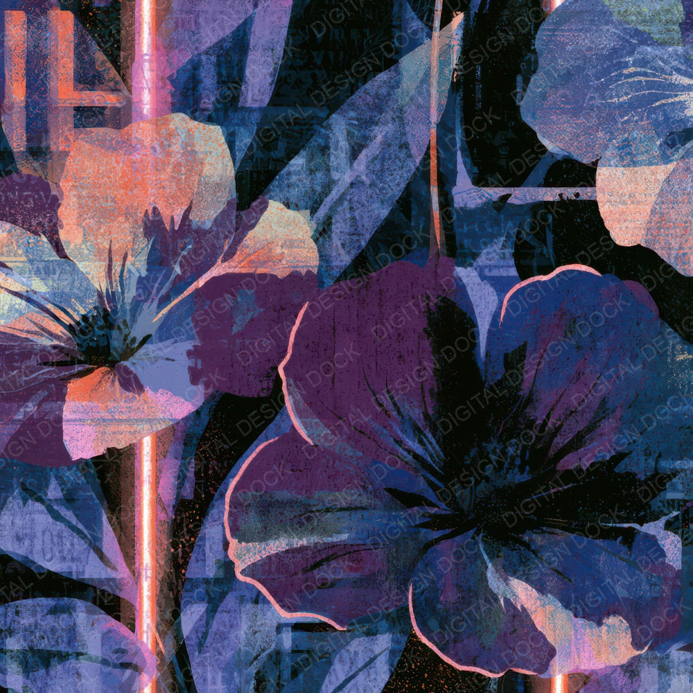 Screenprint Neon Tubes Aubergine Pearl Digital Paper Pack (DDD013413)