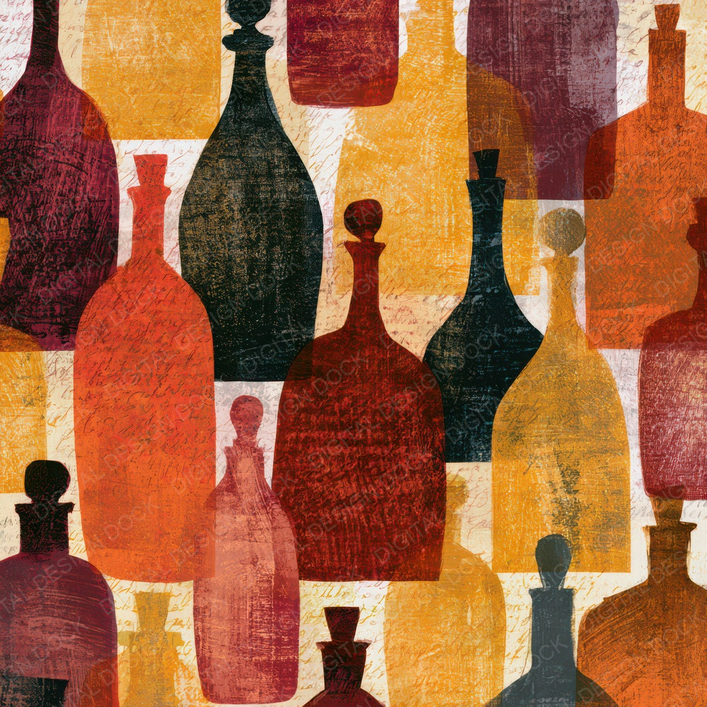 Monoprint Apothecary Bottles Cinnamon Burgundy Digital Paper Pack (DDD013446)