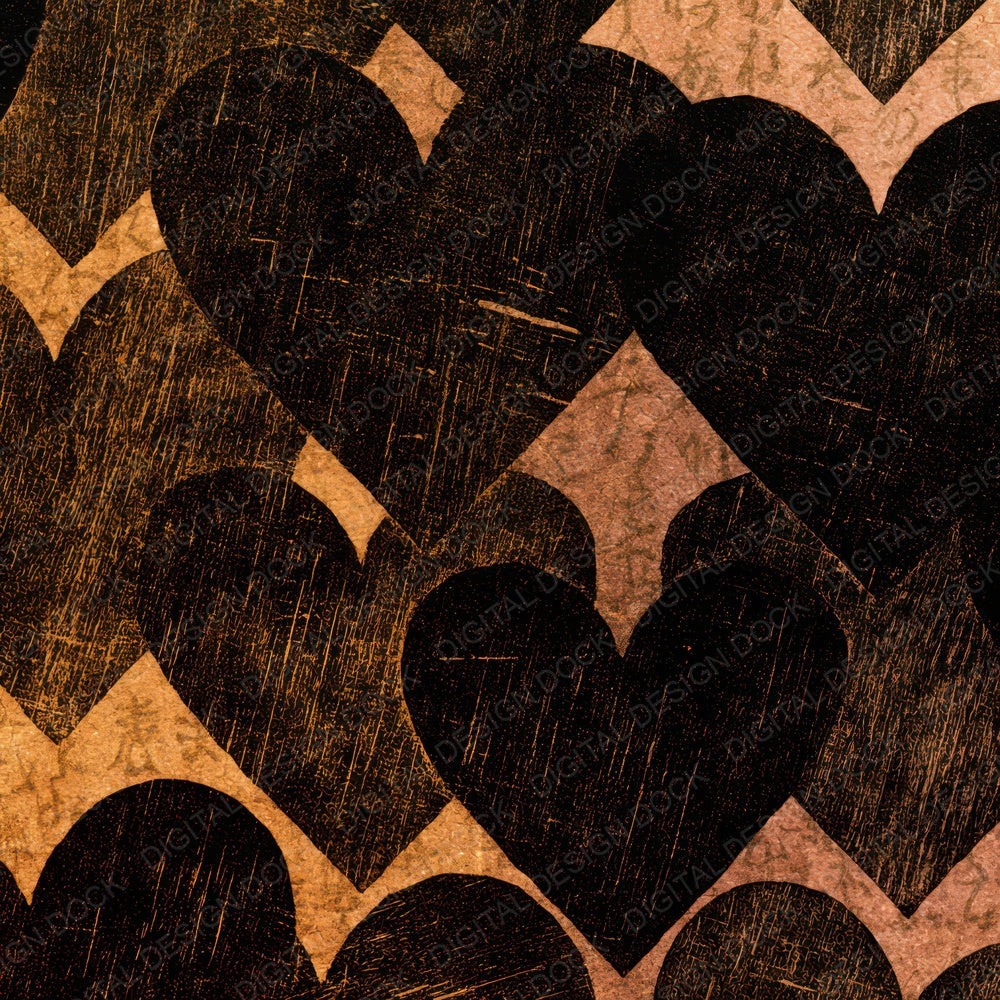 Woodcut Neon Hearts Sepia Digital Paper Pack (DDD013459)