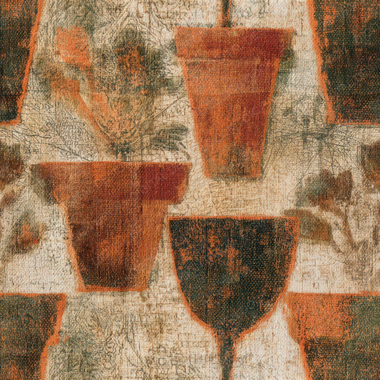 Antique Map Flowerpots Copper Seamless Digital Paper Pack (DDD013465)
