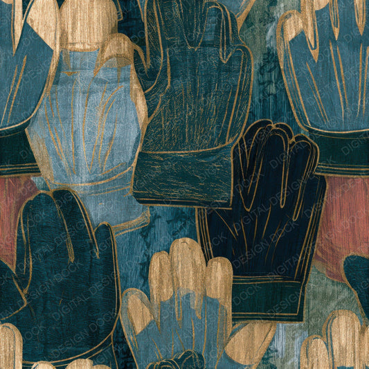 Ukiyo-e Gardening Gloves Slate Seamless Digital Paper Pack (DDD013480)