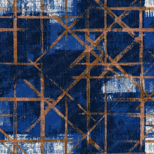 Woodcut Neon Grid Indigo Ivory Digital Paper Pack (DDD013482)