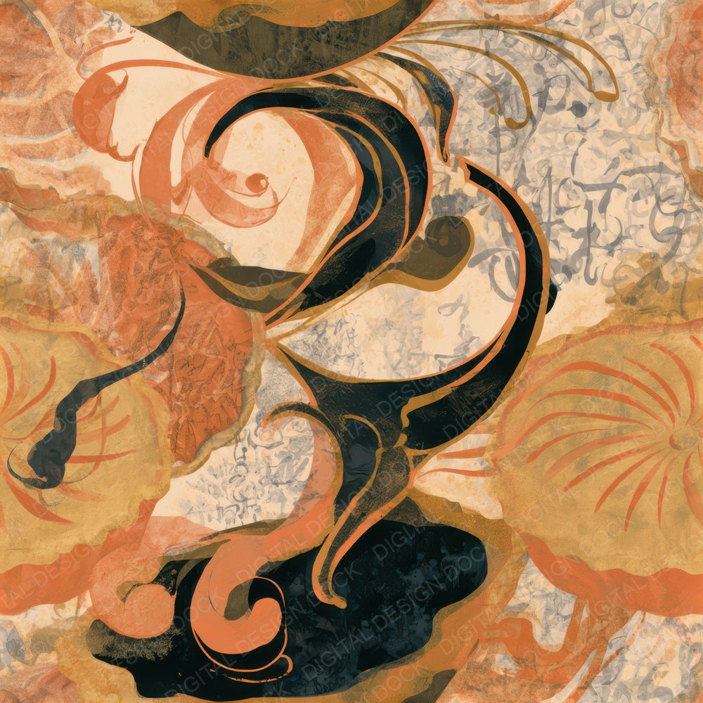 Art Nouveau Tarts Pies Terracotta Seamless Digital Paper Pack (DDD013487)