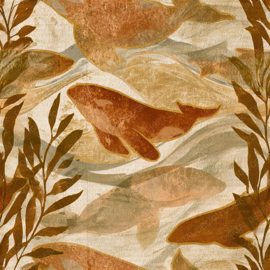 Bohemian Whale Kelp Copper Seamless Digital Paper Pack (DDD013490)
