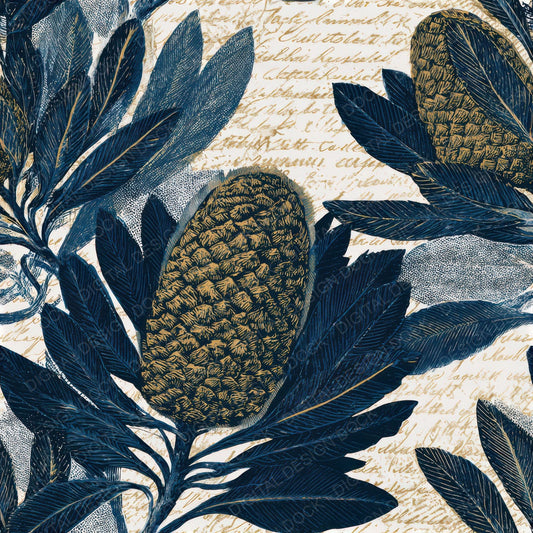 Etching Banksia Indigo Ivory Seamless Digital Paper Pack (DDD013507)
