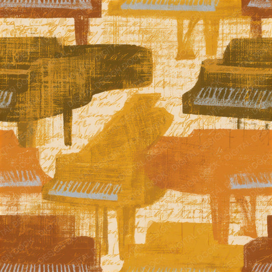 Folk Art Grand Pianos Caramel Seamless Digital Paper Pack (DDD013509)