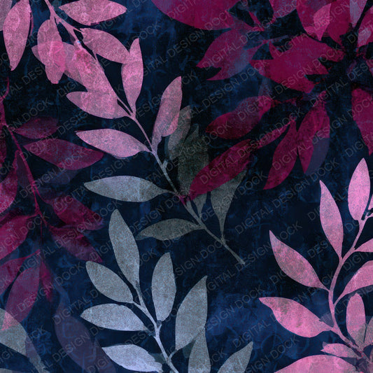 Screenprint Olive Branches Rose Navy Digital Paper Pack (DDD013517)