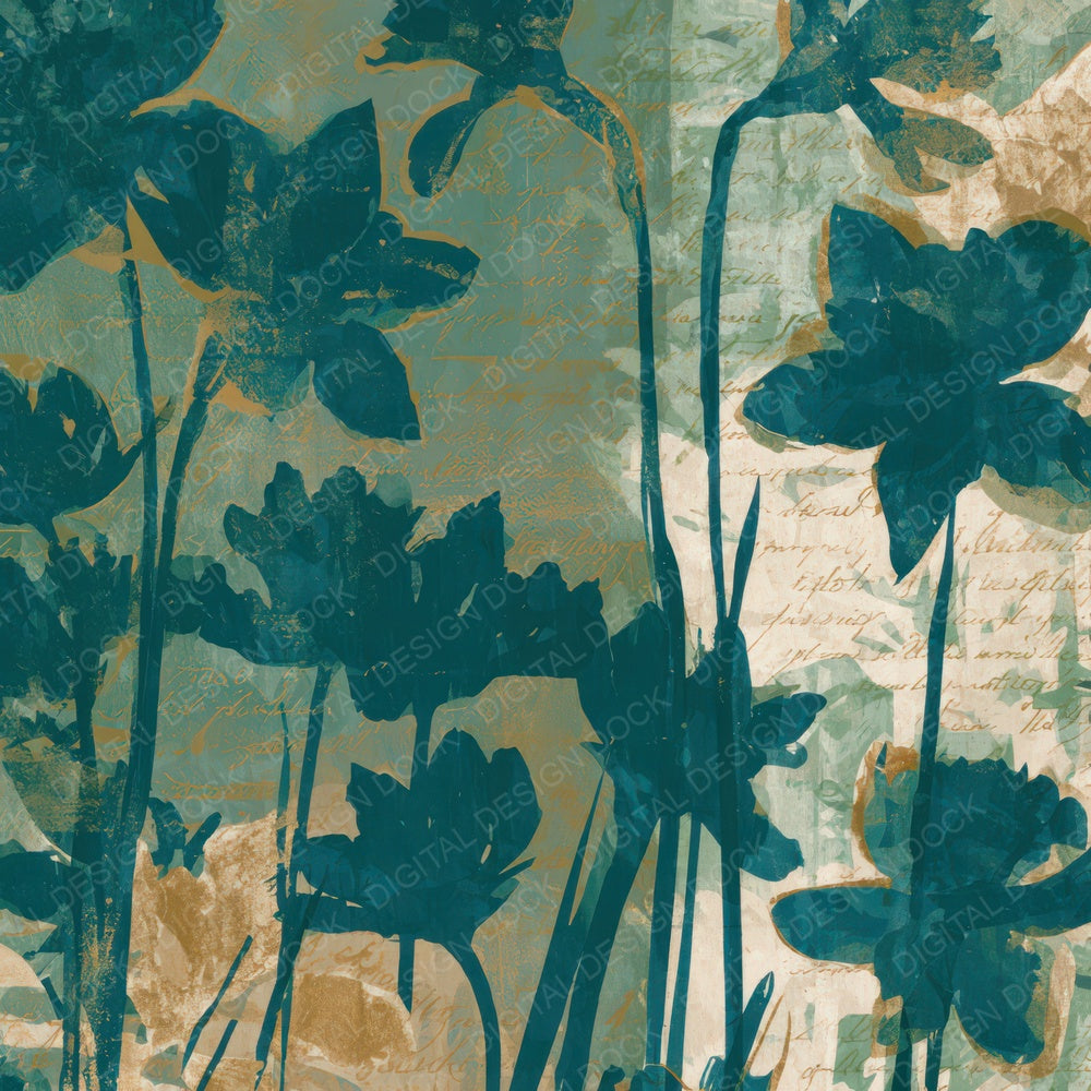 Blueprint Daffodils Teal Bone Digital Paper Pack (DDD013525)