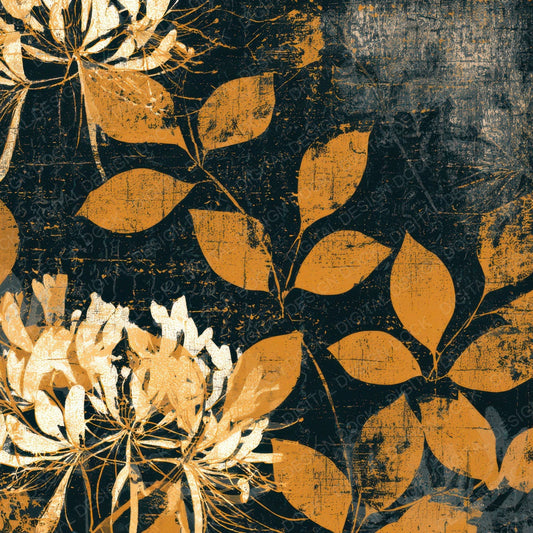 Etching Honeysuckle Mustard Cream Digital Paper Pack (DDD013529)