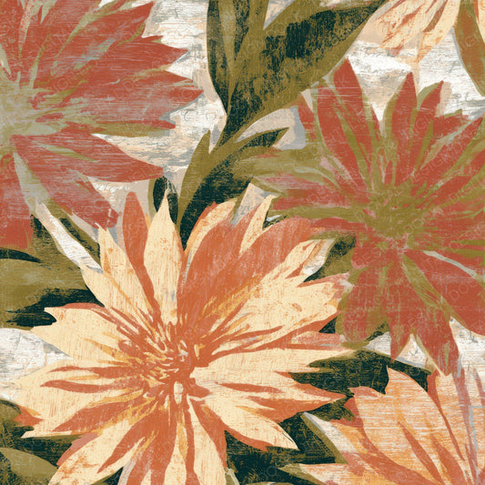 Woodcut Asters Terracotta Olive Digital Paper Pack (DDD013540)
