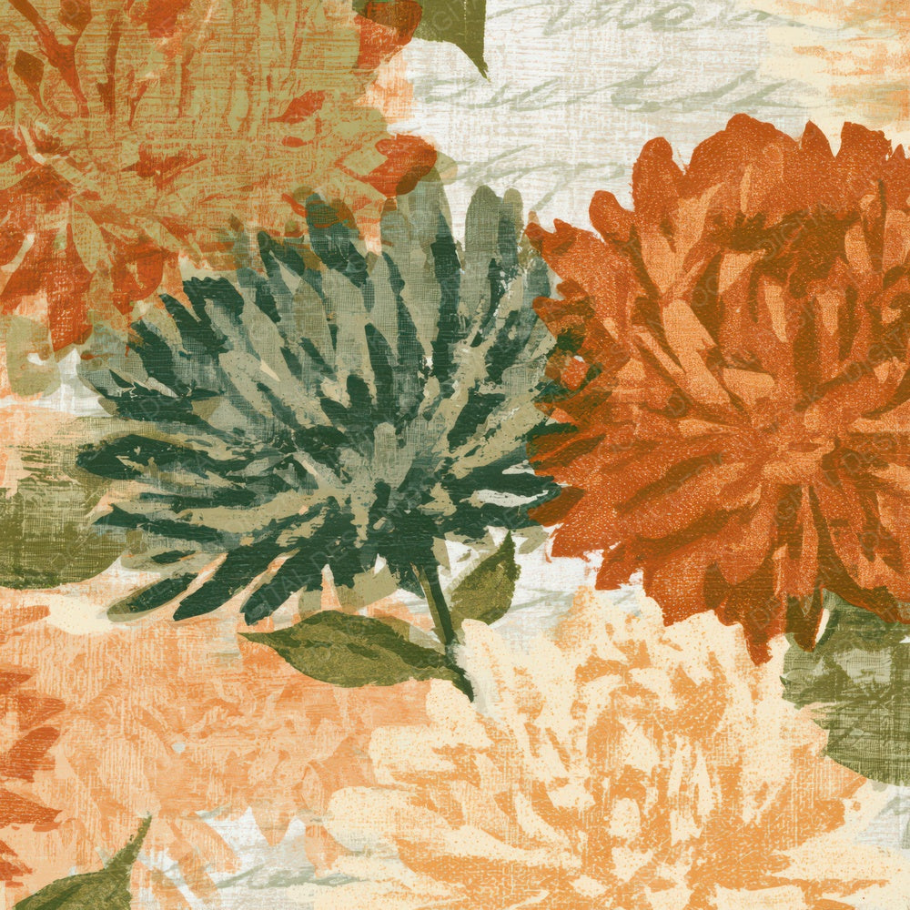 Woodcut Asters Terracotta Olive Digital Paper Pack (DDD013540)