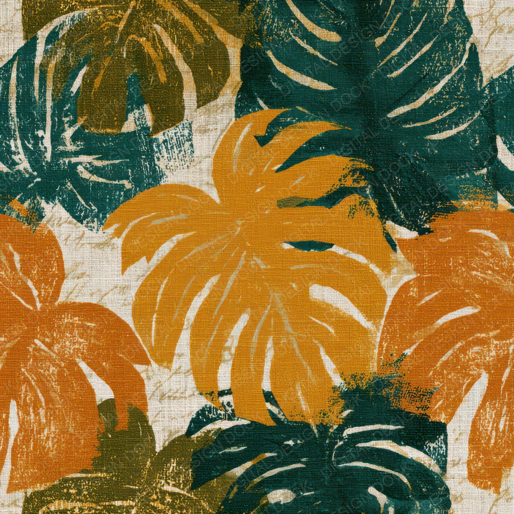 Woodcut Philodendron Amber Forest Digital Paper Pack (DDD013542)