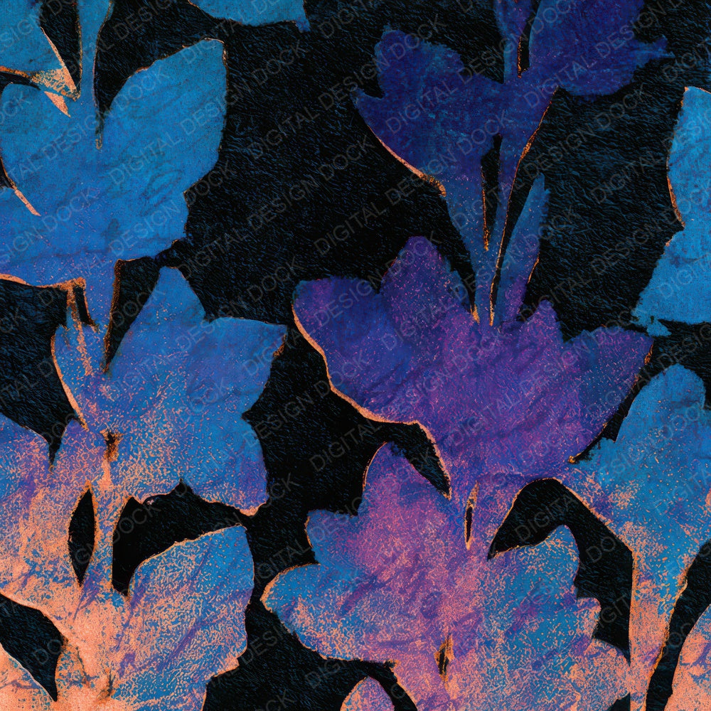 Letterpress Gladioli Cyan Violet Digital Paper Pack (DDD013552)